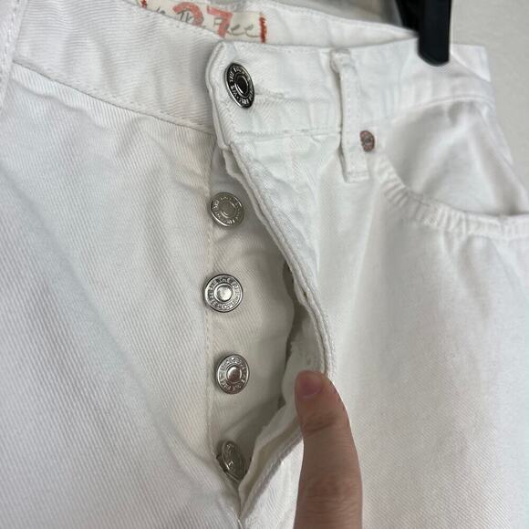 Free People x REVOLVE Maggie Mid Rise Button Fly Straight Jeans Size 27 White - Picture 5 of 9